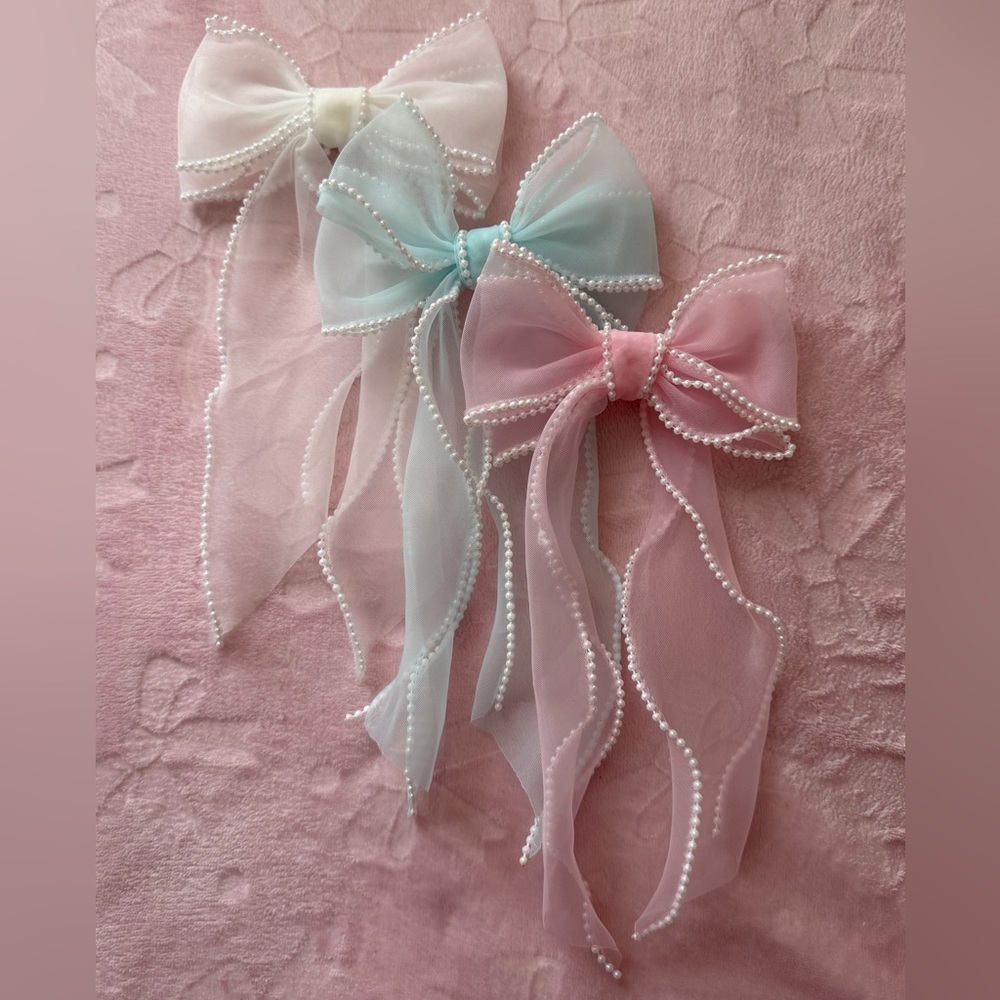 Elegant Pastel Bow Hair Clips Set